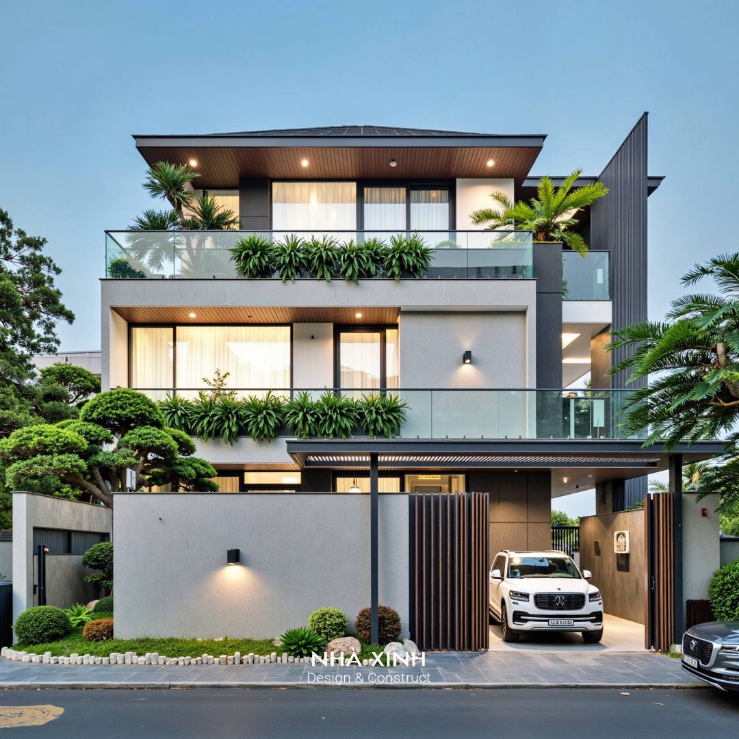 Thiết kế biệt thự 3 tầng mái nhật hiện đại SG08